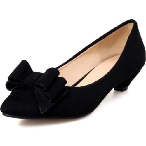 Big Size11 12 13 14 15 16 17ladies high heels women shoes woman pumps Suede tip, shallow legging, butterfly knot, horseshoe heel