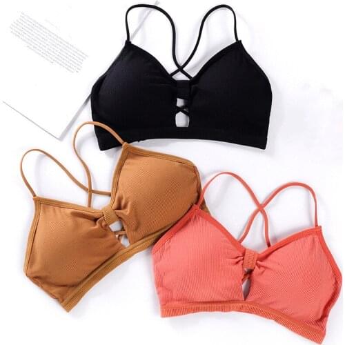 Fashion Bras for Women No Steel Ring Screw Thread Hollowed Out Brassiere Sexy Sling Seamless Tank Bra Summer