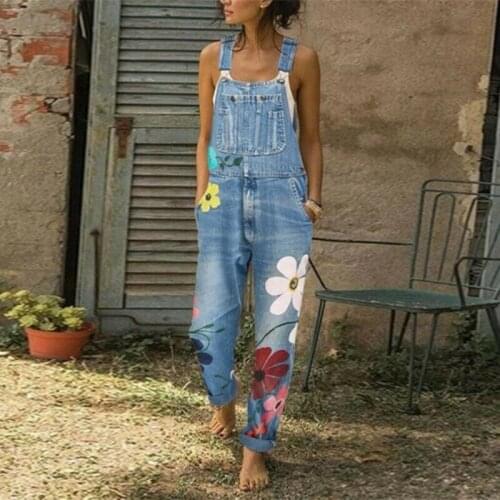 Women Jumpsuit Straps Denim Jeans Bib Pants Overalls Rompers Trousers Summer