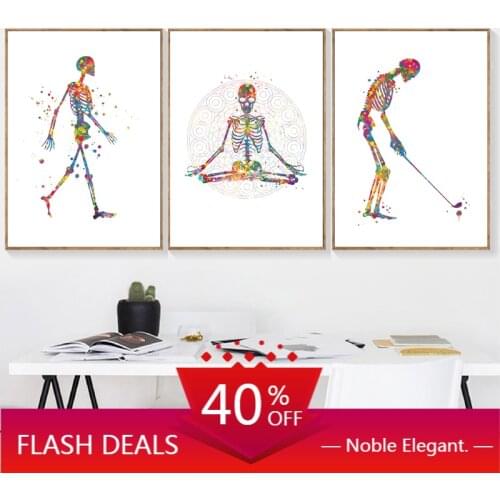 Canvas Painting Human Anatomy Poster Moving Skeleton Silhouette Art Prints Skeletal Bones Medical Art Fitness Decor Doctor Gift
