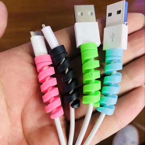 10PCS/Pack Spiral Cable Protector Data Line Silicone Bobbin Winder Protective Tube Cover For Phone