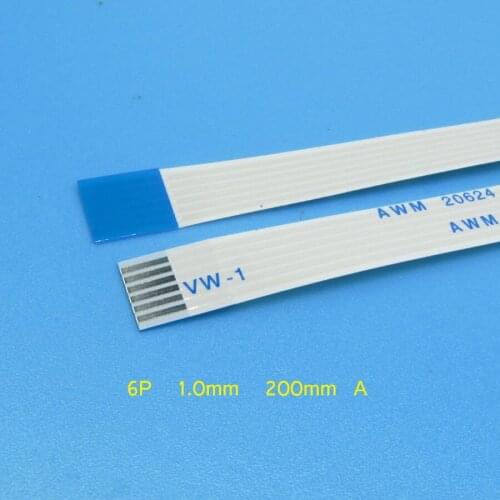 5PCS New FFC FPC flat flexible cable 1.0mm pitch 6 pin 6PIN Forward Length 200mm 20cm Width 7mm Ribbon Flex Cable