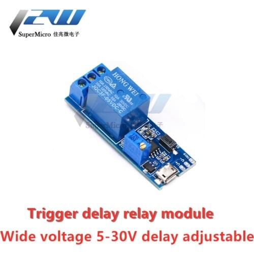 5V-30V Micro USB Power Adjustable Delay Relay Timer Control Module Trigger Delay Switch