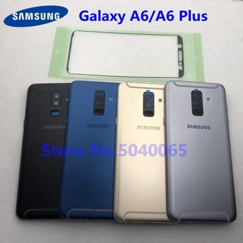 Aluminum back cover For Samsung Galaxy A6 Plus 2018 A605 A600 A600F A605 A605 Housing Battery Back Cover Original A6 Sticker A6
