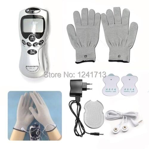 Digital Therapy Machine Full Body Massager Acupuncture 2 Pads+Gloves+Charger