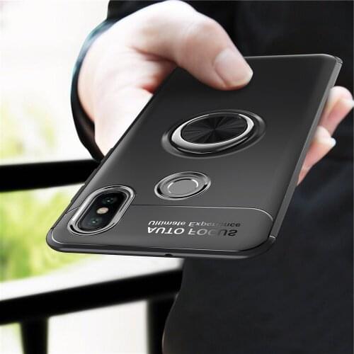 For Xiaomi Mi 8 Case Cover Colorful Metal Magnetic Ring Holder Soft Silicone TPU Luxury Case for Xiaomi Mi 8 Funda Phone Bag