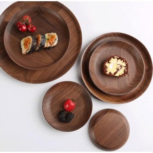 Solid wood black walnut tray Japanese tea tray wooden dinner plate rectangular bread snack plate household fruit plate