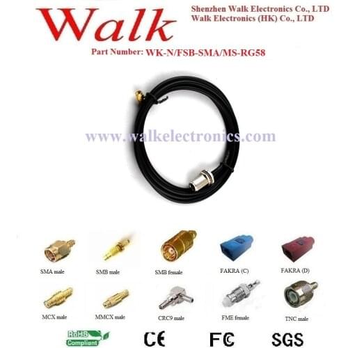 N female RG58 cable/N female SMA male cable: N female straight to SMA male straight with RG58 cable