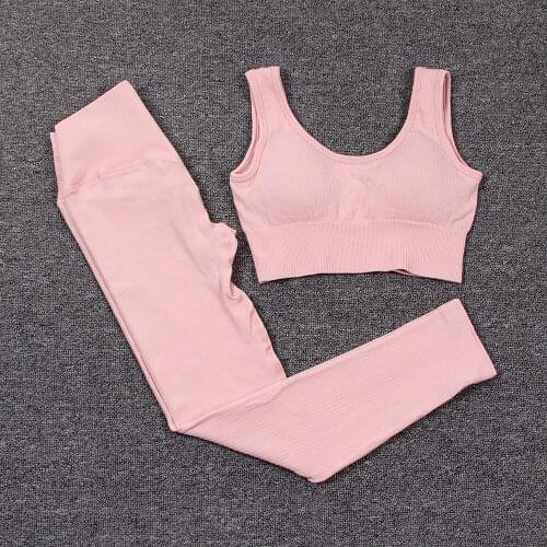 2Pcs Comfortable Clothes Sport Suits Gym Set Seamless Fitness Clothing Yoga Set Sexy Sports Bra High Waist Leggings Sports Suits