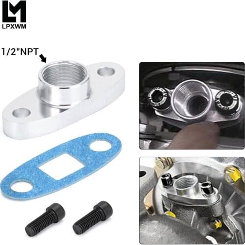 LPXWM - 1/2 NPT Female Aluminum Oil Drain Turbo Flange T3 T4 T04 GT40 GT55 ODF- 02 silver LPXWM-OFG32