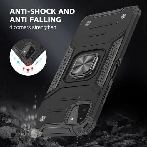 Magnetic Metal Ring Stand Holder Armor Shockproof Case For Samsung Galaxy A22 5G Soft TPU Hrad PC Protective Cover Coque Fundas
