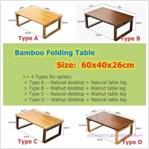 Small Coffee Folding Desk 60x40x26cm Natural Walnut Bamboo Japanese Style Furniture Super Quality Bay Window Table Home Supplies