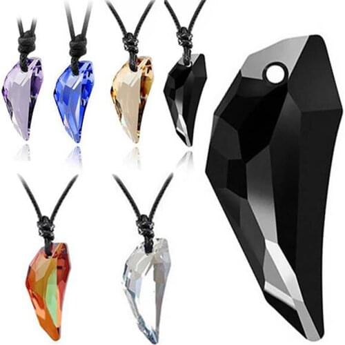Fashion Wolf Tooth Crystal Pendant Rope Necklace For Women Men Vintage Rhinestone Charm Long Choker Couple Jewelry Gifts 2020