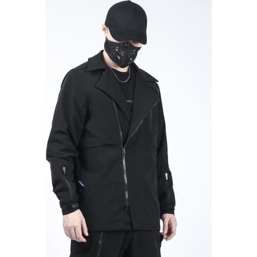 SILENSTORM Techwear Mens Black Convertible Jacket Hip Hop Style Punk Streetwear Coat