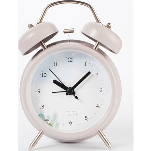 4Inch Home Office Desktop Metal Alarm Clock Mini Alarm Clock Stylish Arc Double Bell Alarm Clock Silent Table Clock Time