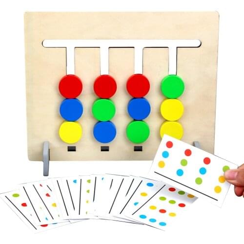 New Children Wooden Toys Logical Reasoning Training Kids Educational Toys Double-sided Color and Fruit Pairing Game