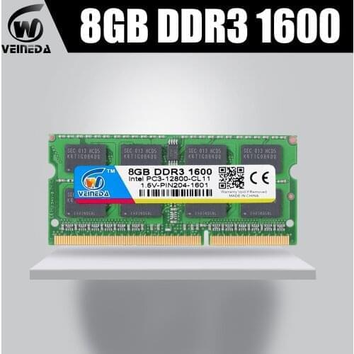 Veineda ddr3 laptop ram 2gb 4gb 8gb 1333Mhz 1600Mhz pc3-12800 SO-DIMM Notebook RAM 204Pin Laptop Memory