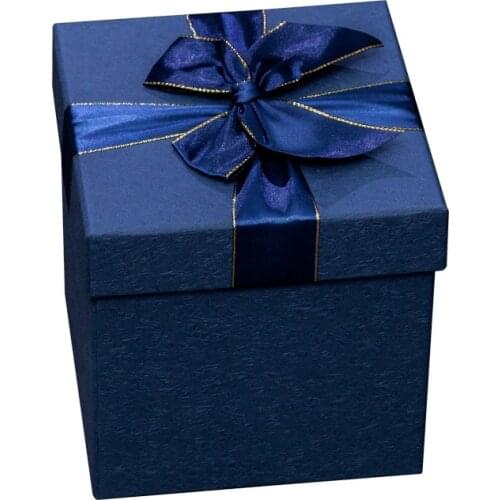 Blue Bow Gift Box Packaging Square Large Present Packing Box For Shaver Snacs Perfume Facial Mask Comestic 1PC