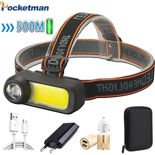Portable Headlamp Mini Headlight 18pcs COB+LED + 1* Built-in 1200Ma 18650 Battery LED Headlight Outdoor Camping Lamp Flashlight