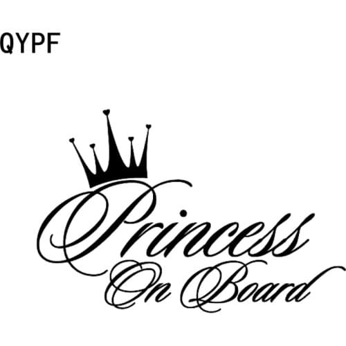 QYPF 16.5CM*10.5CM Princess On Board Crown Car Vinyl Sticker Decal Black/Sliver C14-0005