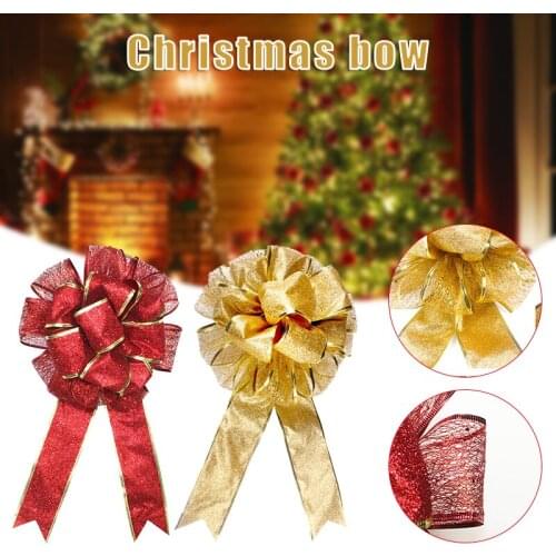 Christmas Bow Decoration Christmas Ornament Glitter Powder Bow Christmas Tree Pendant Gift BS