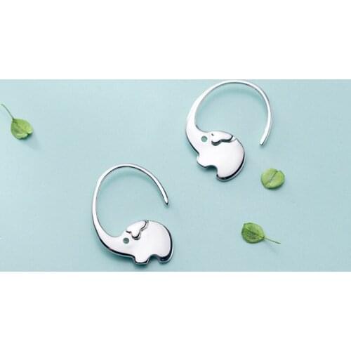 MloveAcc Genuine 925 Sterling Silver Smooth Elephant Hoop Earrings for Women Fashion Silver 925 Jewelry Gift Wholesale