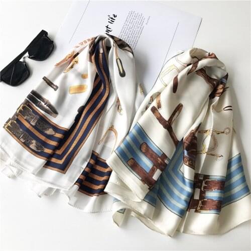 2021 Silk Scarf Lady Hair Band Square Bag Scarves Fashion Shawl and Wraps Female Neckerchief Hijab Foulard Print Bandana Summer