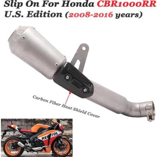 Slip On For Honda CBR1000RR U.S. Edition 2008 - 2016 Motorcycle GP Exhaust System Escape Modified Link Pipe Muffler Carbon Fiber