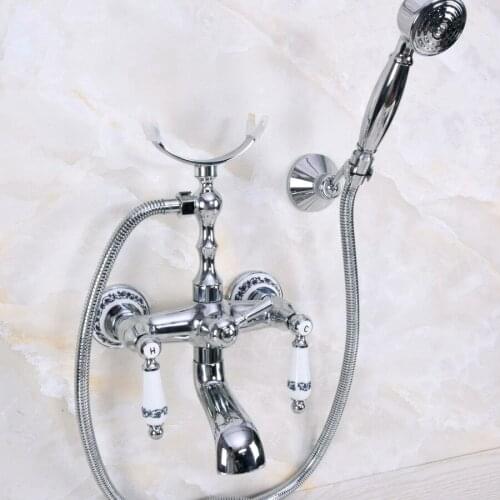 Bathtub Faucets Wall Mounted Polished Chrome Bathtub Faucet With Hand Shower Bathroom Bath Shower Faucets zna241