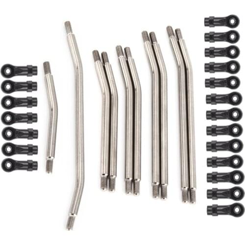 Special Metal Link Set Sturdy Vehicle Linkage 5mm Steering Rod with Nylon End for 1/10 RC Crawler Car Axial SCX10 II 90046