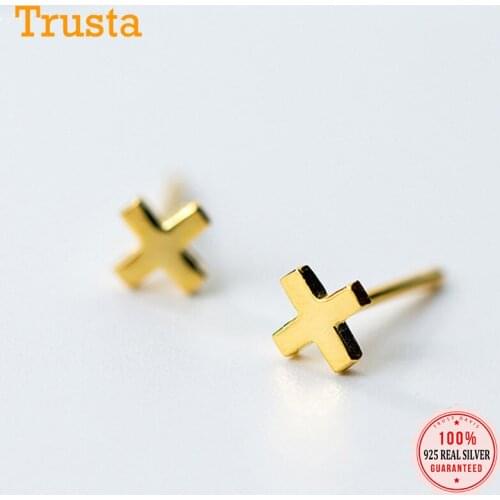 Trustdavis Real 925 Sterling Silver Minimalist Fashion Sweet Cross Stud Earrings For Women Wedding Fine S925 Jewelry Gift DA1562