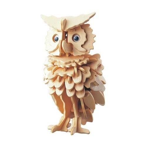High Quality Wooden DIY Owl Shape Puzzle Toys For Children Magical Animals 3D Assemble Puzzle Birthday Xmas Gift For Kids Adults