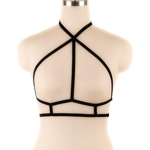 Women Lace Sexy Bra Elastic Harness Cage Bra Sexy Body Underwear Polyester Gothic Bondage Harness Lingerie Garter Belt