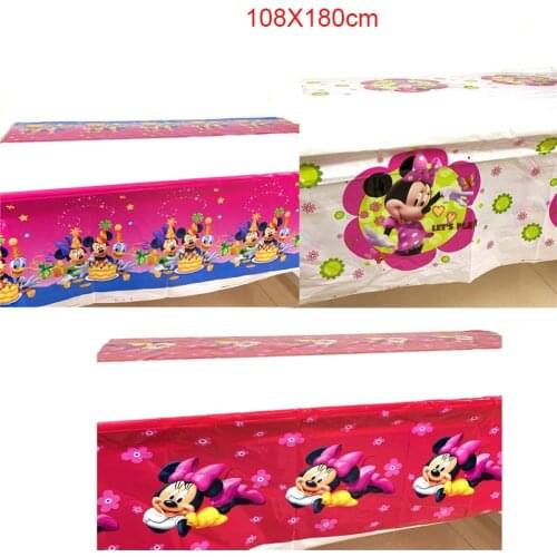 1.1x1.8M Happy Birthday Party Disney Minnie Mouse Baby Shower Tablecloth Cartoon Theme Kids FavorsTablecover Decoration Supplies