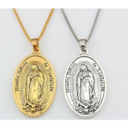 15Pcs Our Lady OF Guadalupe DIVINO NINO Yo Reinare Pendant Necklaces 23.6 Inches 26x44mm Pendant A-552d