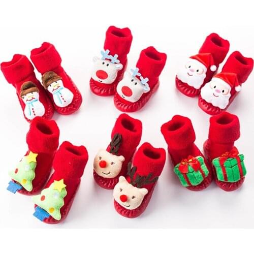 2020 Baby Girl Boys Socks Shoes Warm Winter Christmas Floor Socks Anti-Slip Baby Step Socks Child Casual Baby Shoes