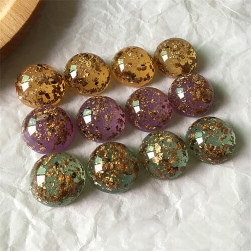 5pcs 18mm Gold Foil Brooch Ring Cabochon Beads Findings Resin Charms Diy Patch Stud Earring Crafts Jewelry Making Bead F387