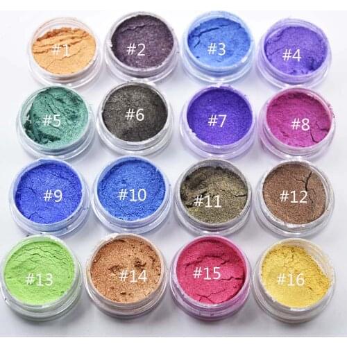 50 gram for 1 bag pearl luster powder 16 Colors Mica Pearl Pigment Dust Powder for DIY Nail Art Polish and Makeup Eye Shadow