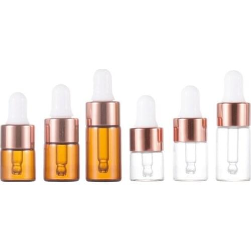 540pcs Glass Dropper Essential Oils Bottles With Rose Gold Lids Perfume Sample Vials Travel DIY Cosmetic Liquid Containers