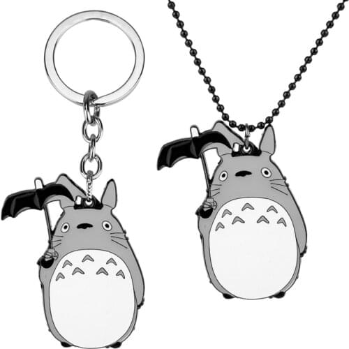 Miyazaki Hayao Anime Tonari no Totoro Necklace Cute Enamel Metal Pendant Keychain For Movie Fans keyring Kid Gifts women jewelry