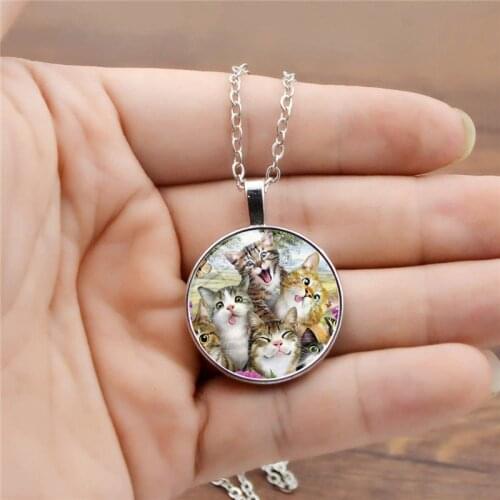 Fashion Custome Photo Chain Personalize CuteHorse Cat Wolf Photo Glass Animal Pendant Necklace Art Picture DIY Necklaces Jewelry