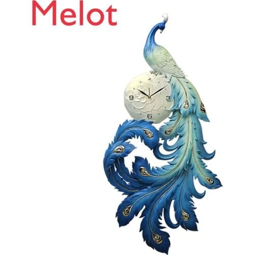 Peacock Wall Clock Living Room Clock Chinese Style Personality Art Light Luxury Home Decorate Clock Fashion Creative Pocket
