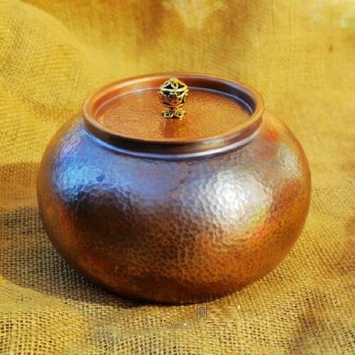 Pure Copper Tea Pot with Lid Thick Cans Container Handmade Gift Small Medium Large