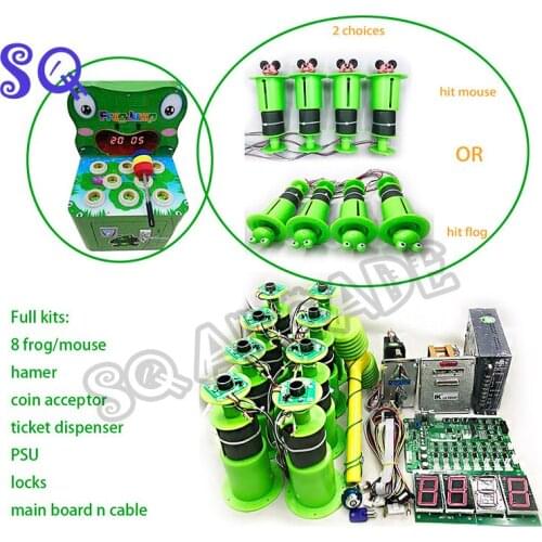 Hammer Hit Frog / mouse Arcade coin operated Game Machine DIY kit with main board 8 hitting heads PSU hammer coin acceptor etc