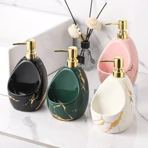 Ceramic Marble Bathroom Bottle Shower Gel Bottle Bath Liquid Bottle Lotion Bottle Press Bottle Shampoo Bottle Hand Soap Bottle