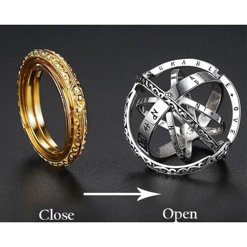 Astronomical Ball Ring Couple Models Can Open The Rotating Sphere Universe Planetary Letter Ring Male And Female Fashion Jewelry