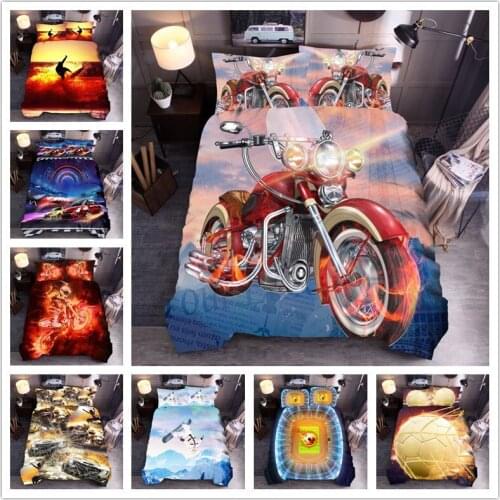 Motorcycle Duvet Cover Sets Extreme Sports 3D Printing Home Textile,Boys Home Bedroom Decor Bedding Sets