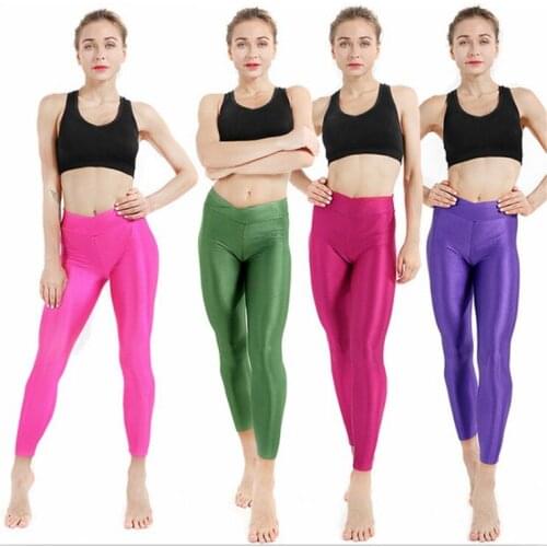 Summer new low waist stretch slim shiny pants thin candy color nine cent leggings women wear fluorescent pants 1pcs/lot