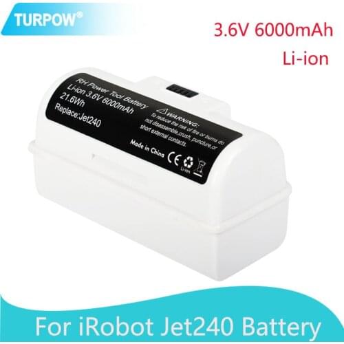 Turpow For iRobot Braava Jet 240 241 Mopping Robots Mop Cleaner Vacuum Cleaner Rechargea 3.6V 6000mah Li-ion Replacement Batter