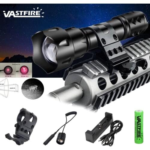 400 yard Zoomable Focus Infrared Linterna 850nm LED Infrared Radiation IR Flashlight Tactical Night Vision Hunting Weapon Light
